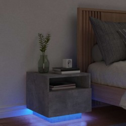 Table de chevet avec lumières LED gris béton 40x39x37 cm 581219581219