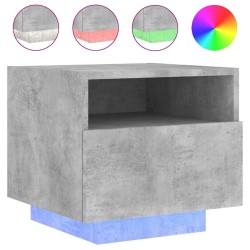 Table de chevet avec lumières LED gris béton 40x39x37 cm 581219581219