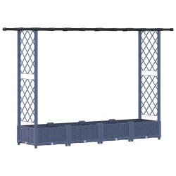 Lit Élevé avec Treillis et Toit Gris 203 x 40 x 121 cm PP 581220581220