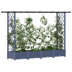 Lit Élevé avec Treillis et Toit Gris 203 x 40 x 121 cm PP 581220581220