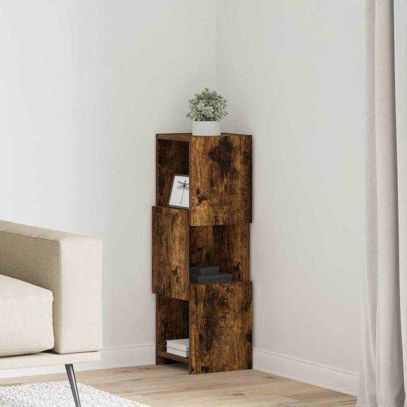 Meuble d'angle Chêne fumé 25,5x25x80cm Bois d'ingénierie 581236581236