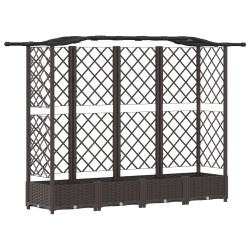 Lit Élevé avec Treillis et Toit Marron 203,5 x 40 x 123 cm PP 581238581238