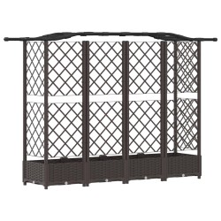 Lit Élevé avec Treillis et Toit Marron 203,5 x 40 x 123 cm PP 581238581238