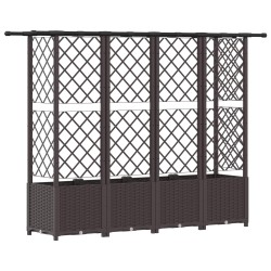 Lit Élevé avec Treillis et Toit Marron 202 x 40 x 136 cm PP 581240581240