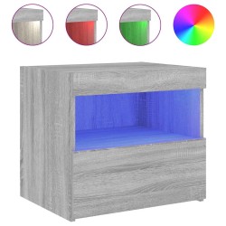 Table de chevet avec lumières LED sonoma gris 50x40x45 cm 581241581241