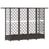 Lit Élevé avec Treillis et Toit Marron 202,5 x 40 x 121 cm PP 581242581242