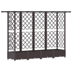 Lit Élevé avec Treillis et Toit Marron 202,5 x 40 x 121 cm PP 581242581242
