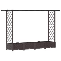 Lit Élevé avec Treillis et Toit Marron 203 x 40 x 121 cm PP 581243581243