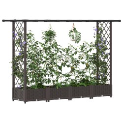 Lit Élevé avec Treillis et Toit Marron 203 x 40 x 121 cm PP 581243581243