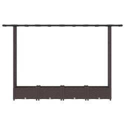 Lit Élevé avec Treillis et Toit Marron 203 x 40 x 121 cm PP 581243581243