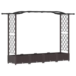 Lit Élevé avec Treillis et Toit Marron 207 x 40 x 123 cm PP 581244581244