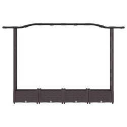 Lit Élevé avec Treillis et Toit Marron 207 x 40 x 123 cm PP 581244581244