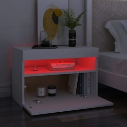 Table de chevet avec lumières LED Blanc 60x35x40 cm 581248581248
