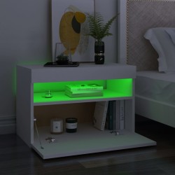 Table de chevet avec lumières LED Blanc 60x35x40 cm 581248581248