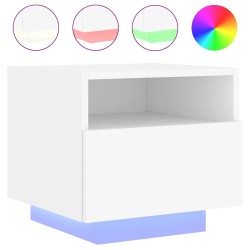 Table de chevet avec lumières LED blanc 40x39x37 cm 581249581249