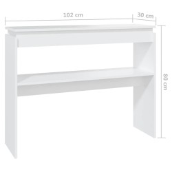 Table console blanc 102x30x80 cm bois d'ingénierie 581261581261