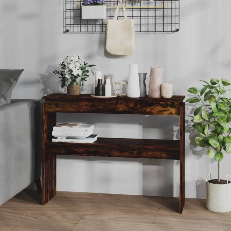 Table console Chêne fumé 102x30x80 cm Bois d'ingénierie 581265581265