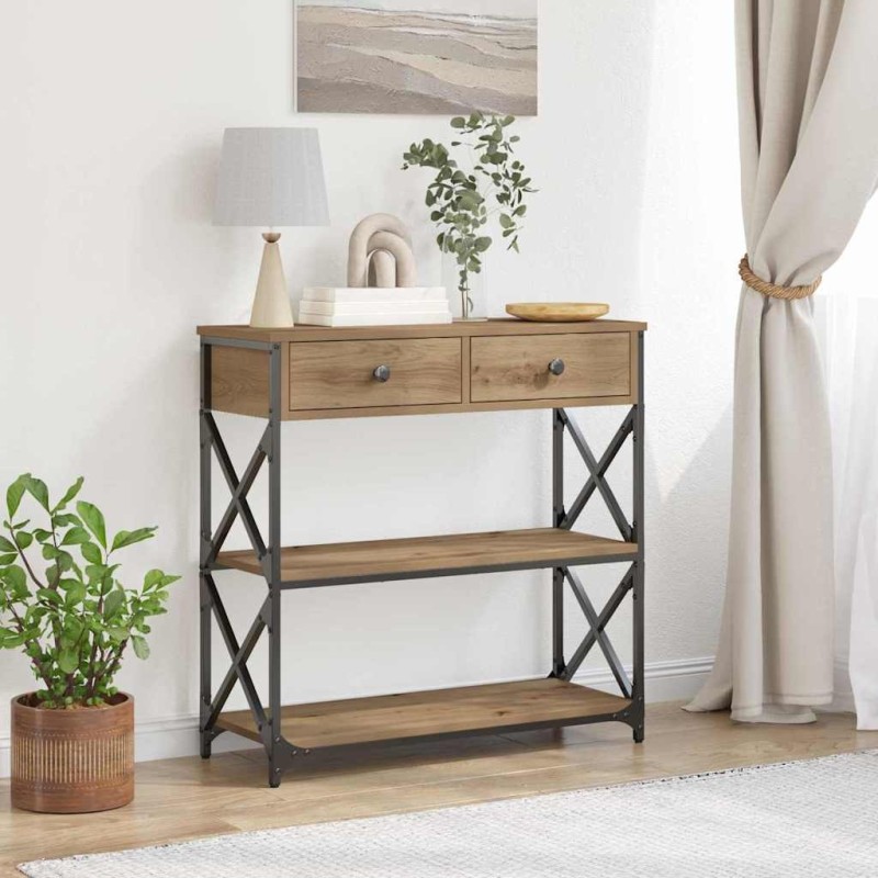 Table Console chêne artisanal 75 x 28 x 75 cm 581284581284