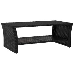 Table basse noir 100x50x40 cm résine tressée 581291581291