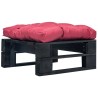 Repose-pied palette de jardin avec coussin rouge noir bois 581295581295