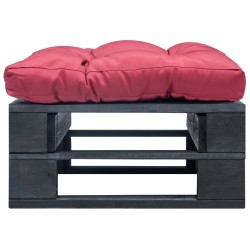 Repose-pied palette de jardin avec coussin rouge noir bois 581295581295