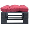 Repose-pied palette de jardin avec coussin rouge noir bois 581295581295