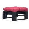 Repose-pied palette de jardin avec coussin rouge noir bois 581295581295