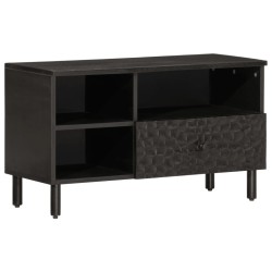 Meuble TV noir 80x33x46 cm bois massif de manguier 581321581321