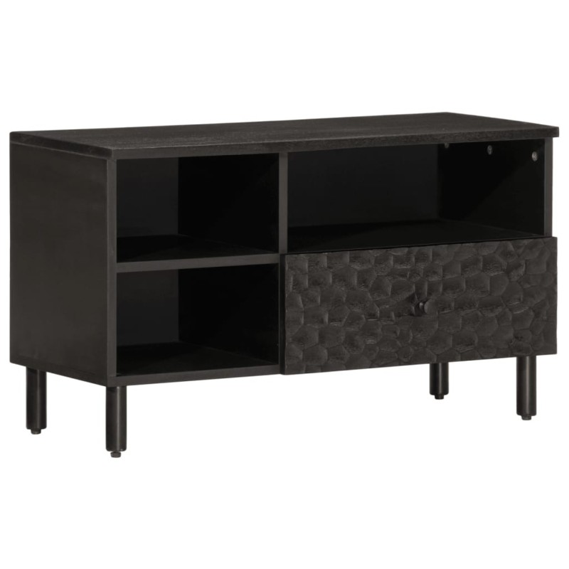 Meuble TV noir 80x33x46 cm bois massif de manguier 581321581321