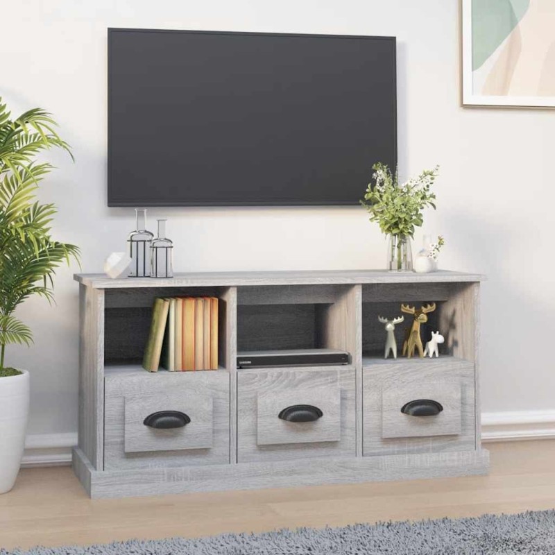Meuble TV sonoma gris 100x35x50 cm bois d'ingénierie 581325581325