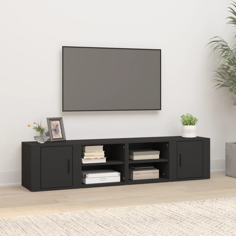 Meubles TV 2 pcs Noir 80x31,5x36 cm Bois d'ingénierie 581332581332