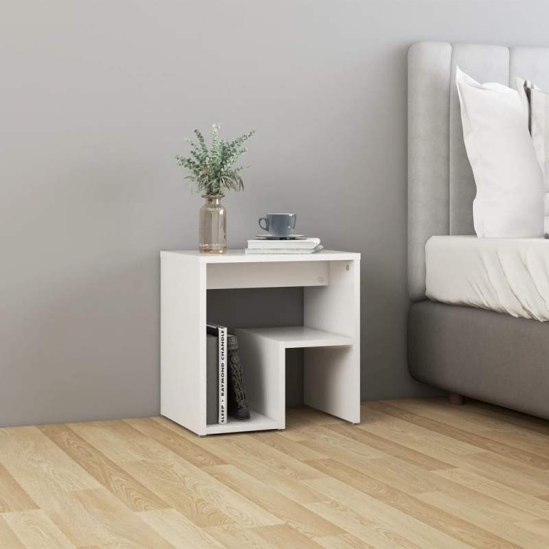 Table de chevet blanc 40x30x40 cm bois d'ingénierie 581336581336