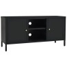 Meuble TV Noir 105x35x52 cm Acier et verre 581349581349