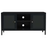 Meuble TV Noir 105x35x52 cm Acier et verre 581349581349