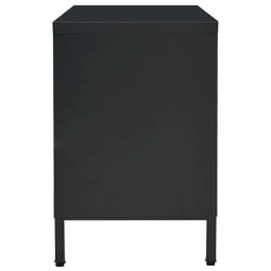 Meuble TV Noir 105x35x52 cm Acier et verre 581349581349