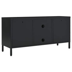 Meuble TV Noir 105x35x52 cm Acier et verre 581349581349
