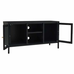 Meuble TV Noir 105x35x52 cm Acier et verre 581349581349