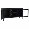 Meuble TV Noir 105x35x52 cm Acier et verre 581349581349