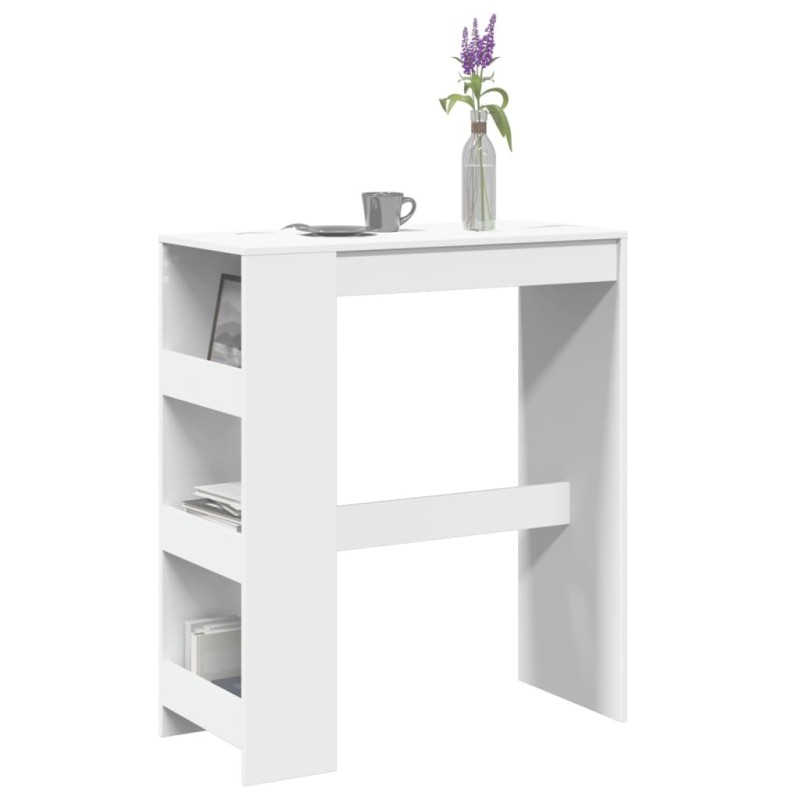 Table de bar et étagères blanc 90x40x103,5 cm bois d'ingénierie 581353581353
