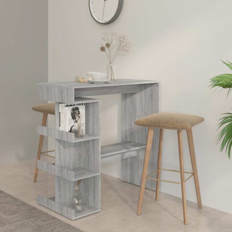 Table de bar et étagère de rangement Sonoma gris 100x50x101,5cm 581354581354