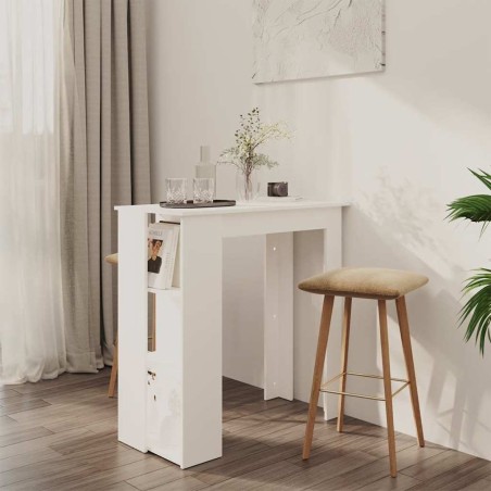 Table de bar et étagère Blanc 102x50x103,5 cm Bois d'ingénierie 581356581356