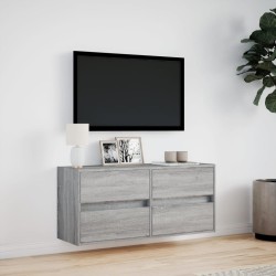 Meuble TV mural avec lumières LED sonoma gris 100x31x45 cm 581369581369