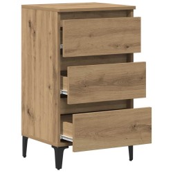 Table de chevet avec pieds en métal chêne artisanal 40x35x69 cm 581387581387