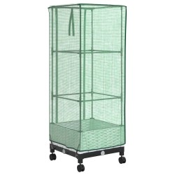 Jardinière de jardin avec couverture de serre et roues Blanc PP 581396581396