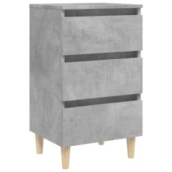 Table de chevet avec pieds en bois solide gris béton 40x35x69cm 581411581411