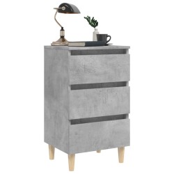 Table de chevet avec pieds en bois solide gris béton 40x35x69cm 581411581411