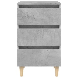 Table de chevet avec pieds en bois solide gris béton 40x35x69cm 581411581411