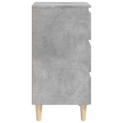 Table de chevet avec pieds en bois solide gris béton 40x35x69cm 581411581411