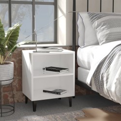 Table de chevet avec pieds en métal blanc 40x30x50 cm 581412581412