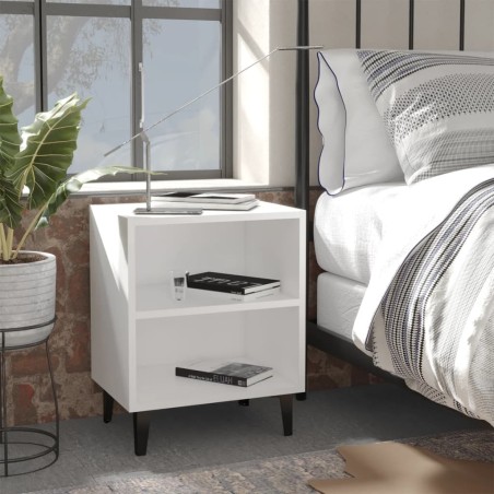 Table de chevet avec pieds en métal blanc 40x30x50 cm 581412581412